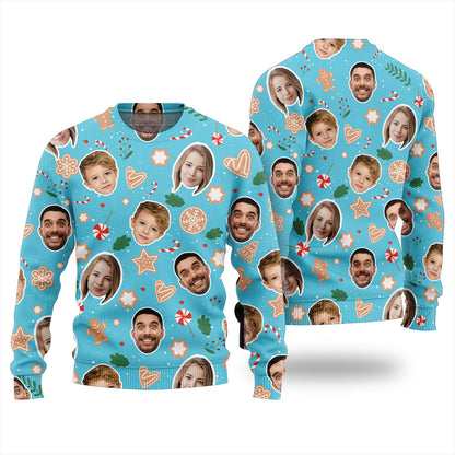 Personalized Gingerbread Faces Christmas Sweater