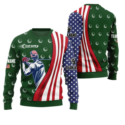 Personalized Golf Ugly Christmas Sweater USA Team Edition