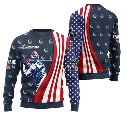 Personalized Golf Ugly Christmas Sweater USA Team Edition