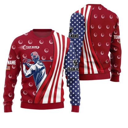 Personalized Golf Ugly Christmas Sweater USA Team Edition
