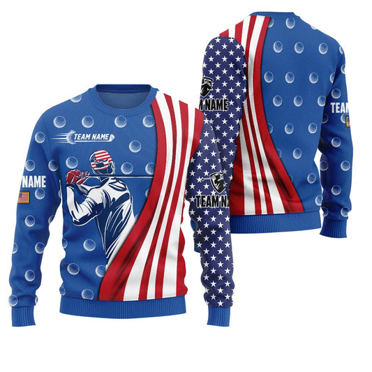 Personalized Golf Ugly Christmas Sweater USA Team Edition