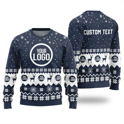 Personalized Logo And Text For Company Funny Holiday Sweater
