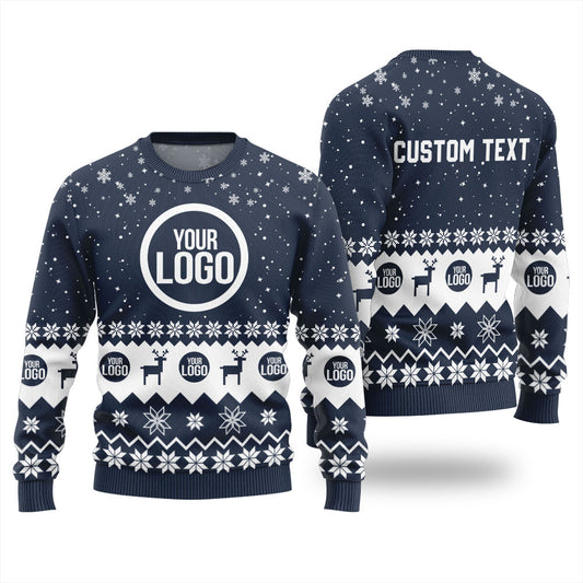 Personalized Logo And Text For Company Funny Holiday Sweater
