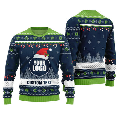 Personalized Logo And Text Ugly Xmas Sweater
