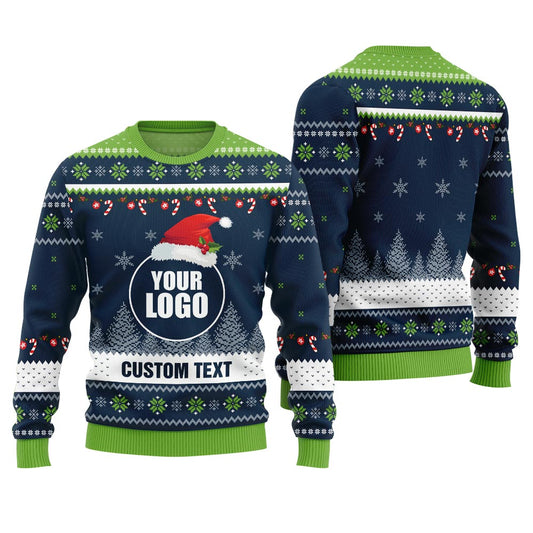 Personalized Logo And Text Ugly Xmas Sweater