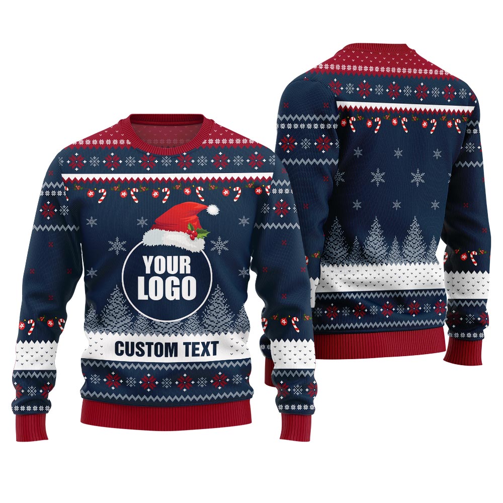 Personalized Logo And Text Ugly Xmas Sweater
