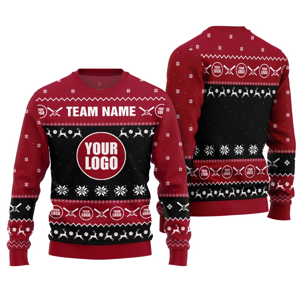 Personalized Logo Baseball Team Ugly Sweater For Women