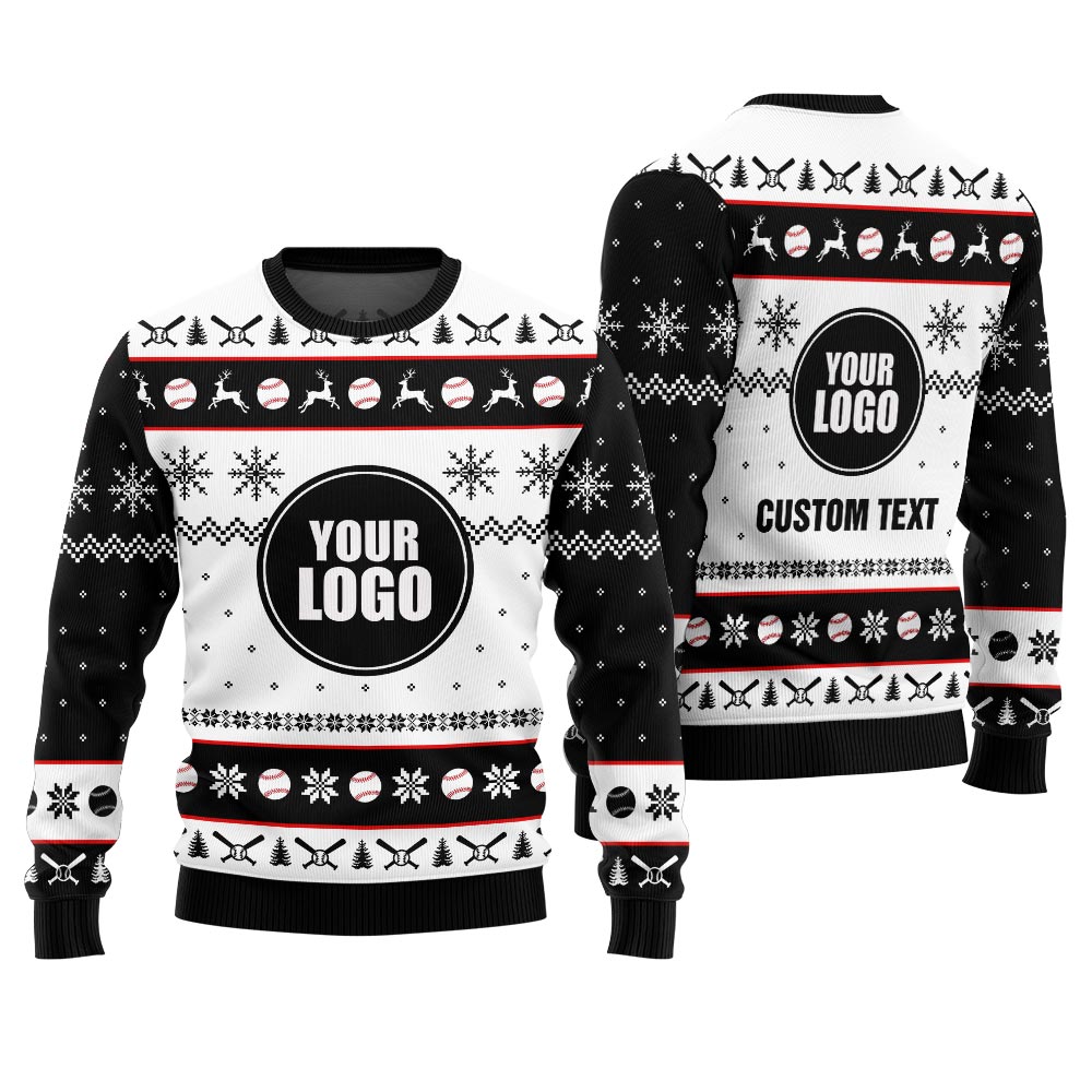 Personalized Logo Baseball Ugly Christmas Sweater