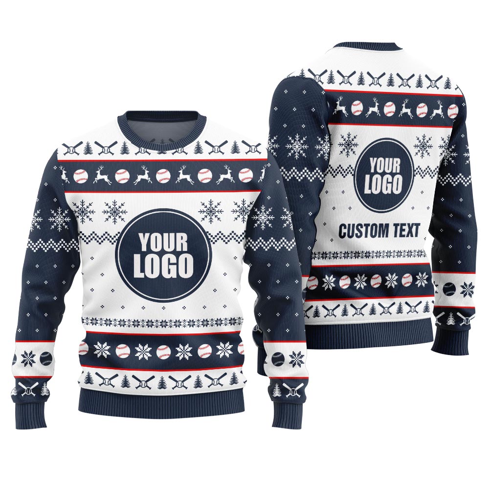 Personalized Logo Baseball Ugly Christmas Sweater