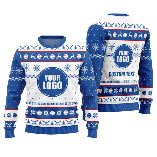 Personalized Logo Baseball Ugly Christmas Sweater