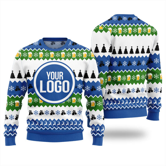 Personalized Logo Beer Ugly Christmas Sweater For Men