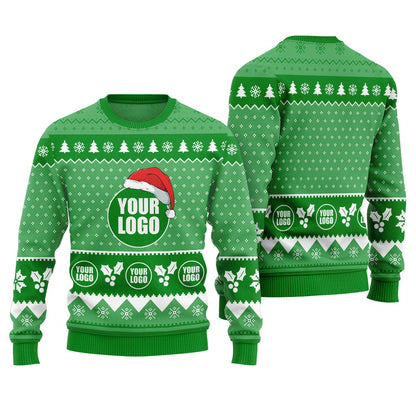 Personalized Logo Christmas Sweater For Company Green