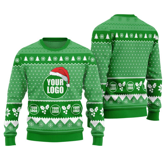 Personalized Logo Christmas Sweater For Company Green