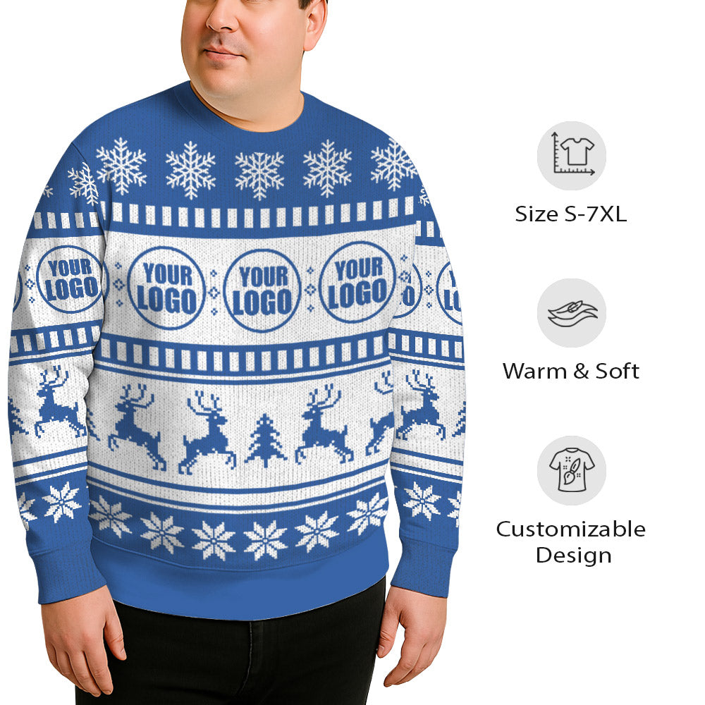 Personalized Logo For Business Plus Size Classic Xmas Sweater