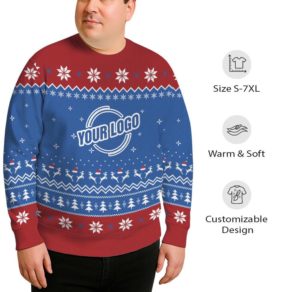Personalized Logo For Business Plus Size Xmas Sweater