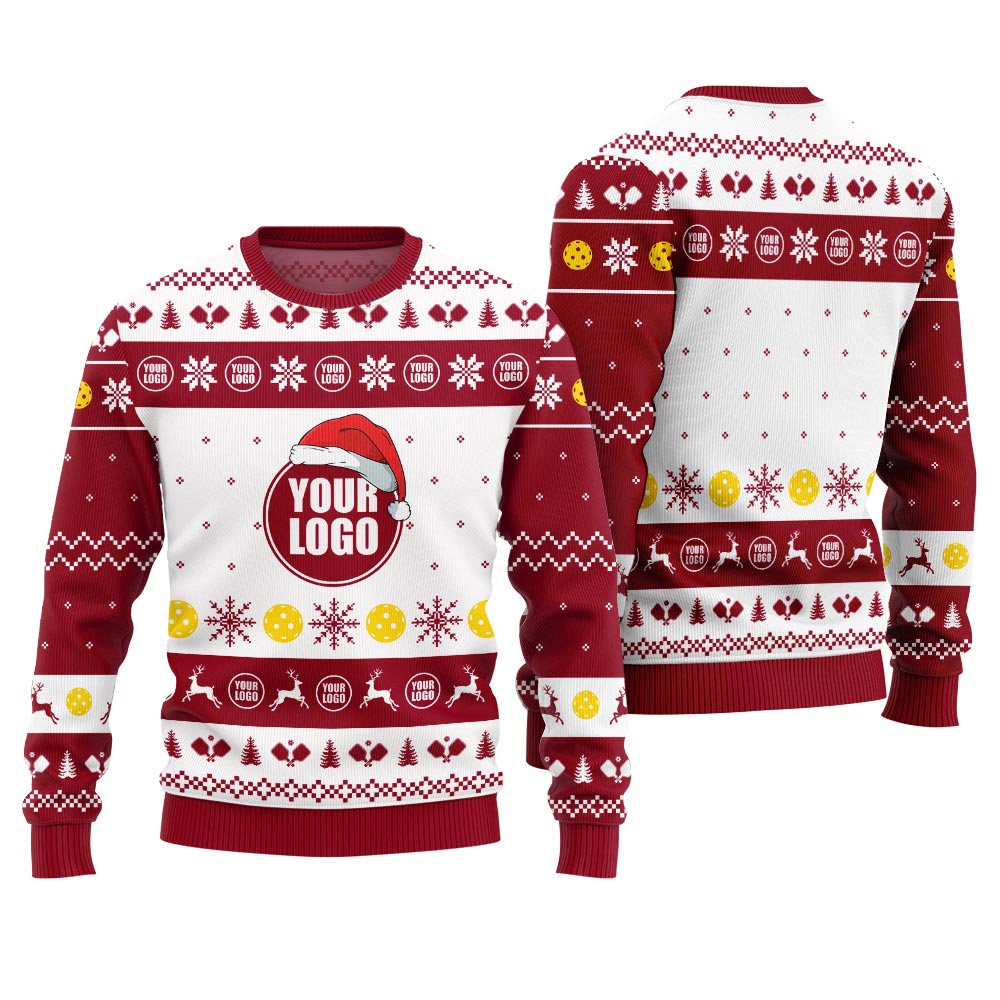 Personalized Logo For Pickleball Team Ugly Christmas Sweater