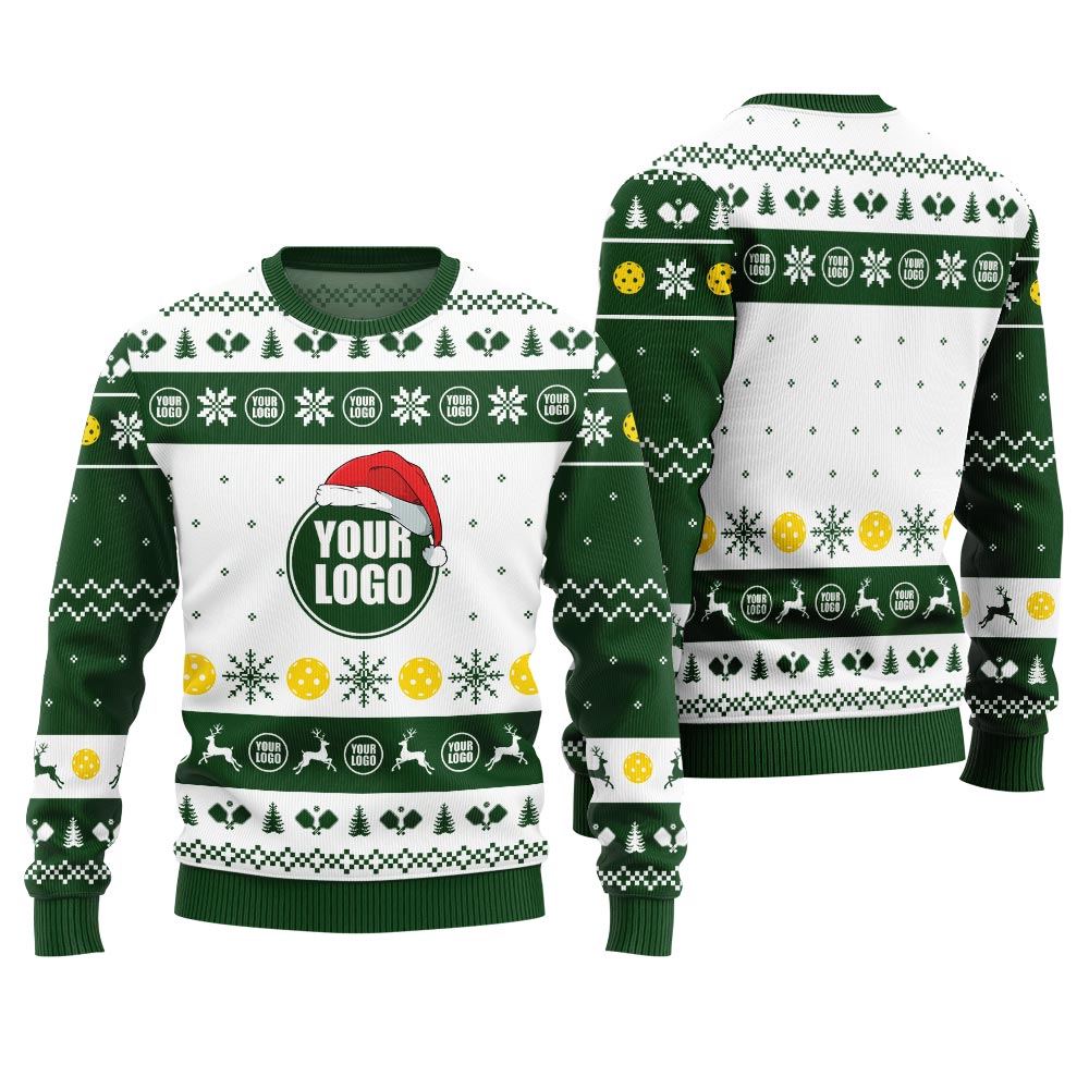 Personalized Logo For Pickleball Team Ugly Christmas Sweater