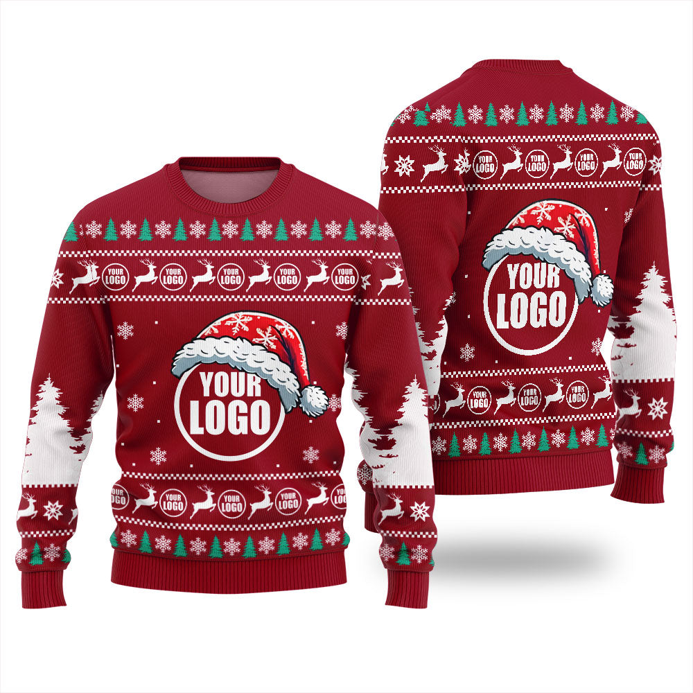 Personalized Logo Ugly Christmas Sweater For Business Red