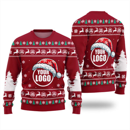 Personalized Logo Ugly Christmas Sweater For Business Red