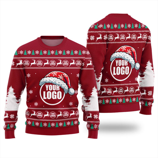 Personalized Logo Ugly Christmas Sweater For Business Red