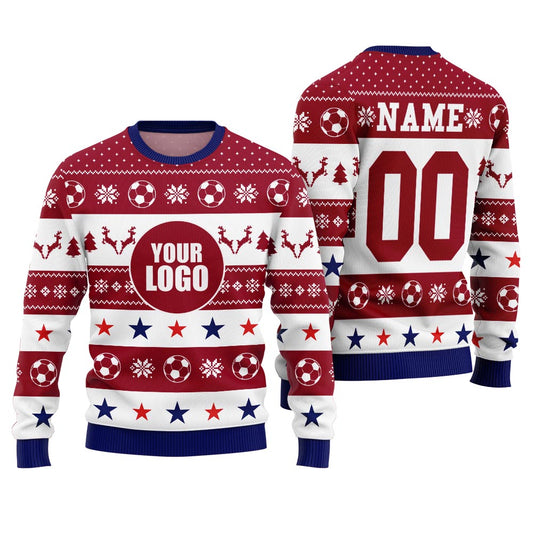 Personalized Logo Ugly Sweater For Soccer Team