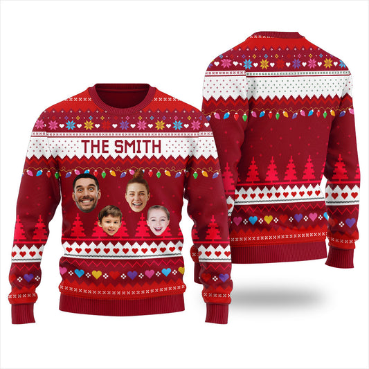 Personalized Many Faces Christmas Sweater Womens