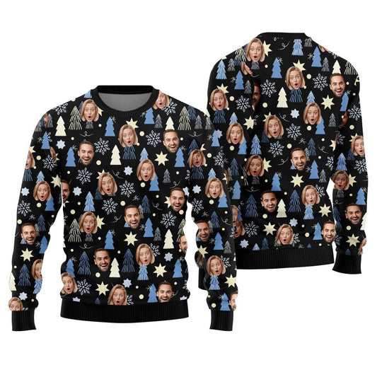 Personalized Many Faces Ugly Christmas Sweater
