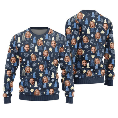 Personalized Many Faces Ugly Christmas Sweater