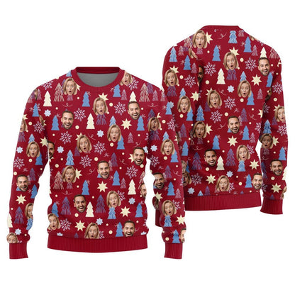 Personalized Many Faces Ugly Christmas Sweater