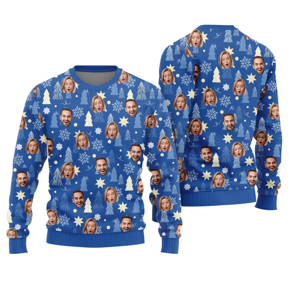 Personalized Many Faces Ugly Christmas Sweater