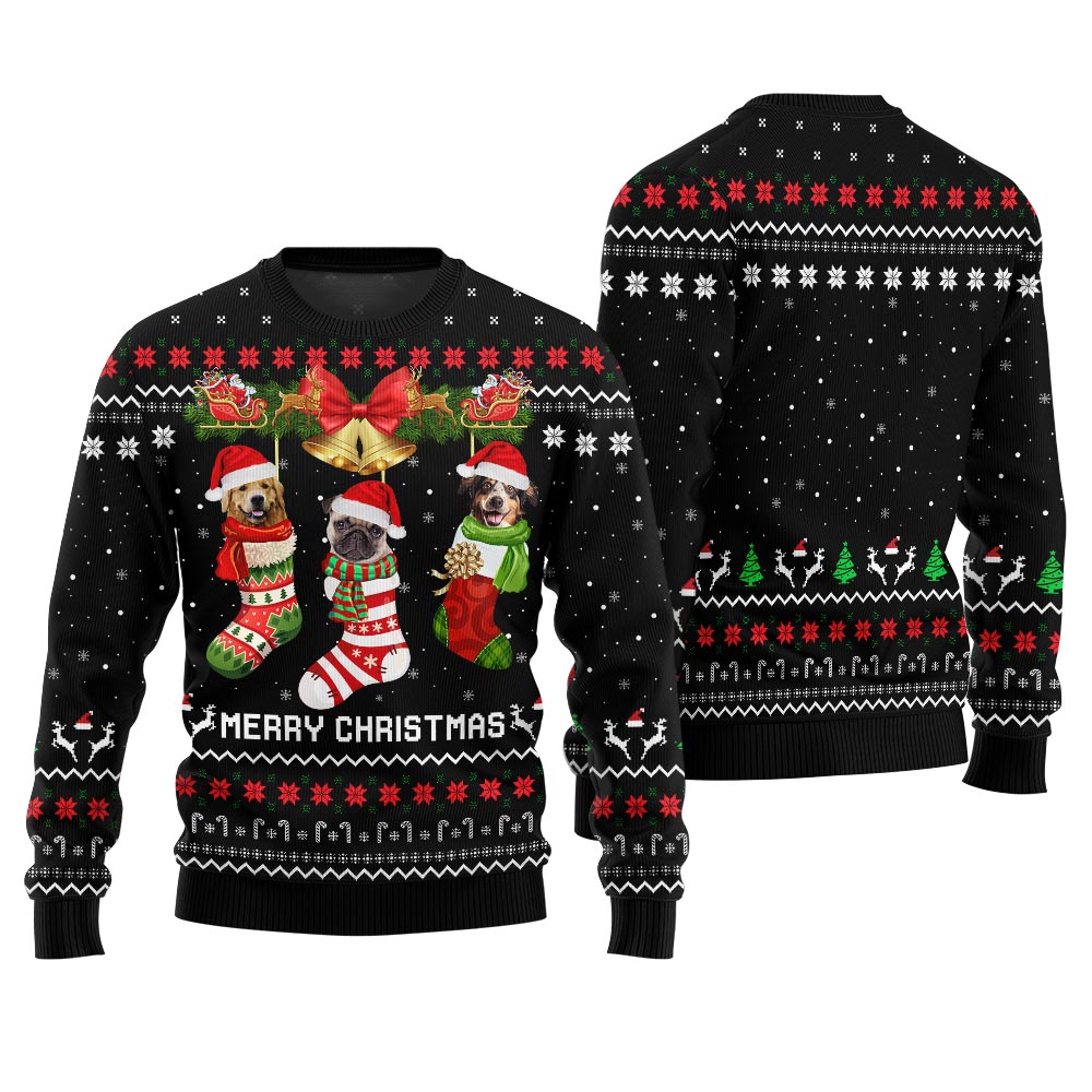 Personalized Merry Christmas Dog Stocking Sweater