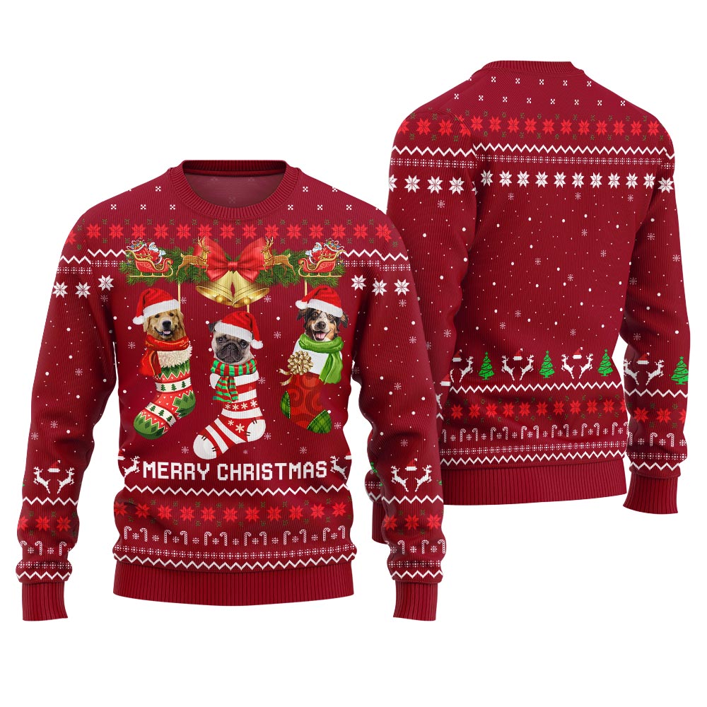 Personalized Merry Christmas Dog Stocking Sweater