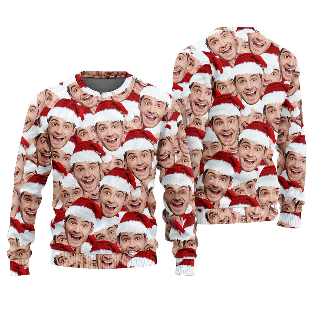 Personalized Multiple Face Ugly Xmas Sweater For Adults