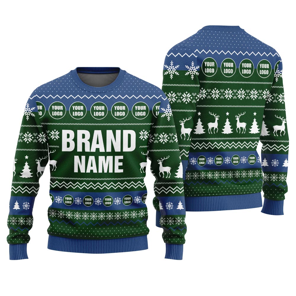 Personalized Name And Logo For Your Brand Ugly Sweater Green
