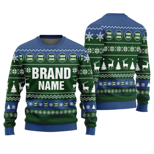 Personalized Name And Logo For Your Brand Ugly Sweater Green