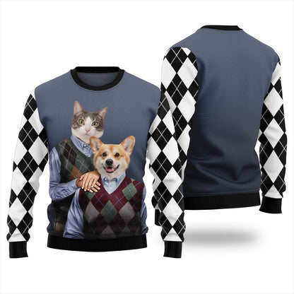 Personalized Pet Duo Ugly Christmas Sweater