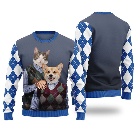 Personalized Pet Duo Ugly Christmas Sweater