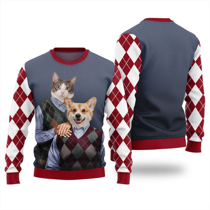 Personalized Pet Duo Ugly Christmas Sweater
