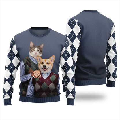 Personalized Pet Duo Ugly Christmas Sweater
