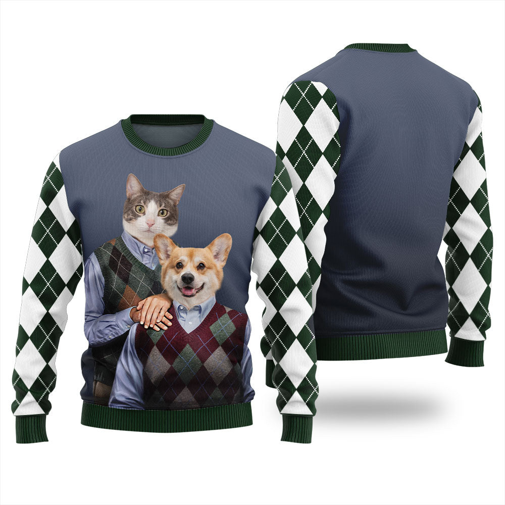 Personalized Pet Duo Ugly Christmas Sweater