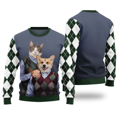 Personalized Pet Duo Ugly Christmas Sweater