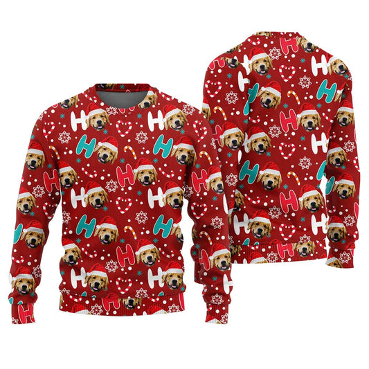 Personalized Pet Face Christmas Sweater Ho Ho Ho