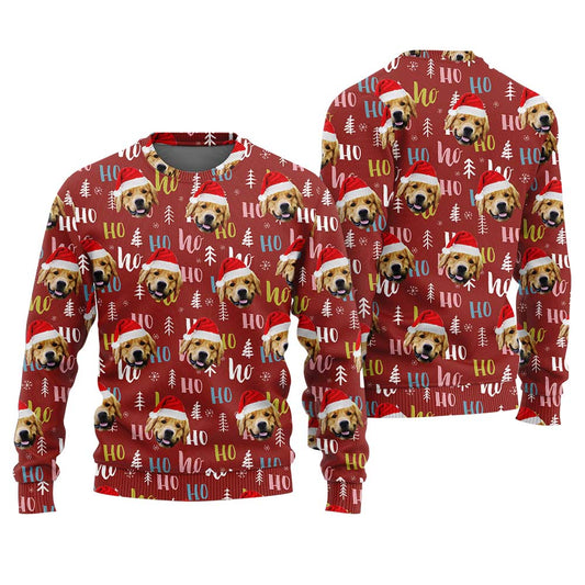 Personalized Pet Face Ugly Christmas Sweater Cardinal Red