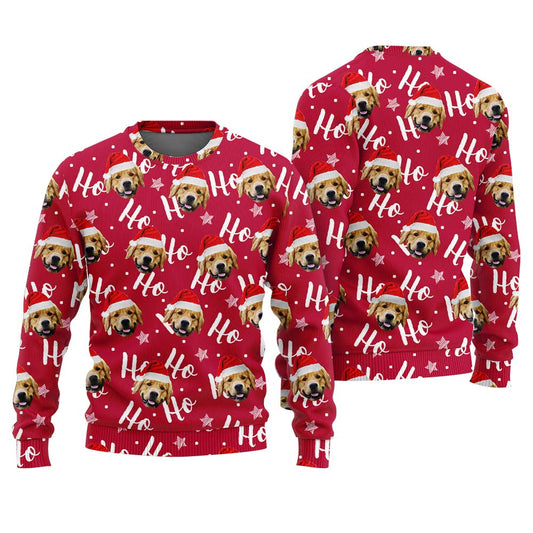Personalized Pet Ugly Christmas Sweater Red