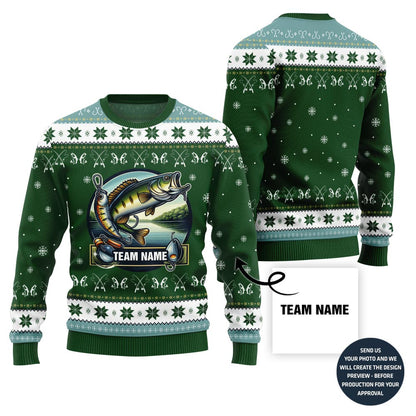 Personalized Team Name Fishing Ugly Christmas Sweater