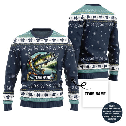 Personalized Team Name Fishing Ugly Christmas Sweater