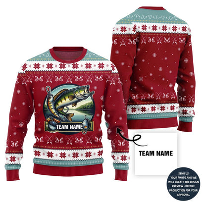 Personalized Team Name Fishing Ugly Christmas Sweater