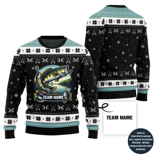 Personalized Team Name Fishing Ugly Christmas Sweater