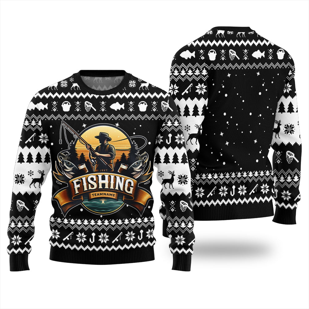 Personalized Team Name Fishing Ugly Sweater