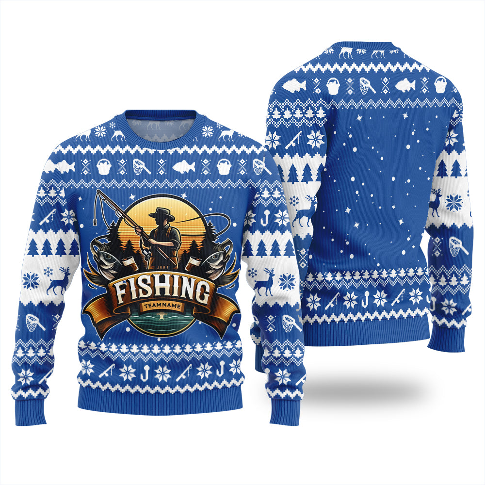 Personalized Team Name Fishing Ugly Sweater
